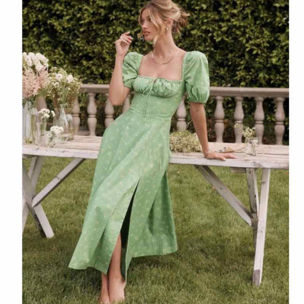 House of CB 'Tallulah' Olive Floral Puff Sleeve